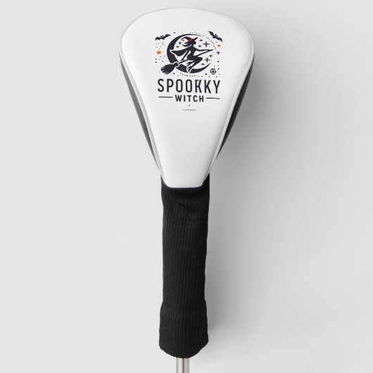 Halloween Spooky Witch Design - Vliegen op Bezem Golfheadcover (Voorkant)