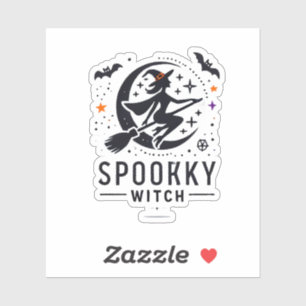 Halloween Spooky Witch Design - Vliegen op Bezem Sticker
