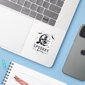 Halloween Spooky Witch Design - Vliegen op Bezem Sticker (Laptop met iPhone)