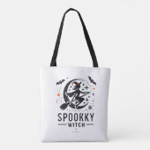Halloween Spooky Witch Design - Vliegen op Bezem Tote Bag (Achterkant)