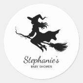Halloween Spooky Witch Flying baby shower Ronde Sticker (Voorkant)