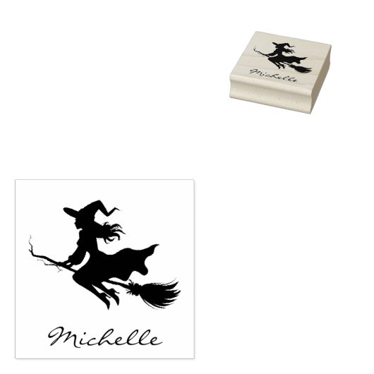 Halloween Spooky Witch Flying Rubberstempel (Gestempeld)