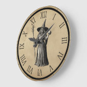 Halloween Spooky Witch Met Een Volle Maan Klok (Hoek)