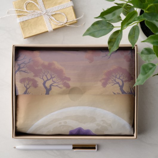 Halloween Spooky Witch Vliegen Over Een Volle Maan Tissuepapier (Geschenk)