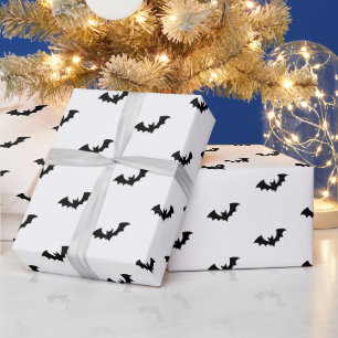 Halloween Spooky zwart-witte vleermuizen patroon Cadeaupapier
