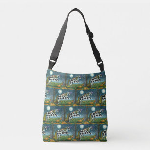 HALLOWEEN SPOTTED PONY AND BAT CAT Whimsical Horse Crossbody Tas