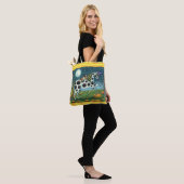 HALLOWEEN SPOTTED PONY AND BAT CAT Whimsical Horse Tote Bag (Op model)