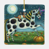 HALLOWEEN SPOTTED PONY & BAT CAT Fantasy Horse Keramisch Ornament (Achterkant)