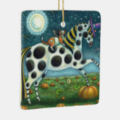 HALLOWEEN SPOTTED PONY & BAT CAT Fantasy Horse Keramisch Ornament (Rechts)