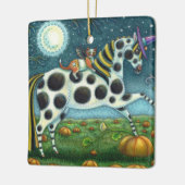 HALLOWEEN SPOTTED PONY & BAT CAT Fantasy Horse Keramisch Ornament (Links)