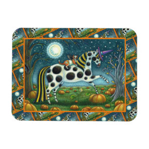 HALLOWEEN SPOTTED PONY & BAT CAT Fantasy Horse Magneet