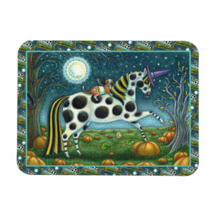 HALLOWEEN SPOTTED PONY & BAT CAT Fantasy Horse Magneet