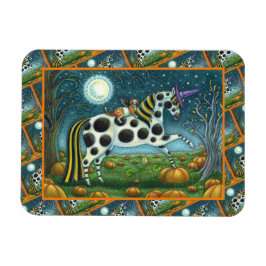 HALLOWEEN SPOTTED PONY & BAT CAT Fantasy Horse Magneet
