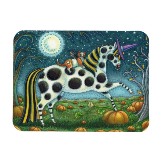 HALLOWEEN SPOTTED PONY & BAT CAT WHIMSICAL HORING MAGNEET (Horizontaal)