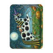 HALLOWEEN SPOTTED PONY & BAT CAT WHIMSICAL HORING MAGNEET (Verticaal)