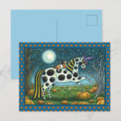 HALLOWEEN SPOTTED PONY & BAT CAT Whimsical Horse H Briefkaart (Voorkant / Achterkant)