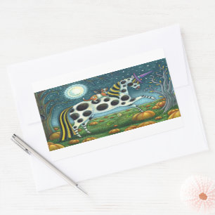 HALLOWEEN SPOTTED PONY & BAT CAT Whimsical Horse H Rechthoekige Sticker