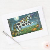 HALLOWEEN SPOTTED PONY & BAT CAT Whimsical Horse H Rechthoekige Sticker (Envelop)