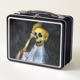 Halloween sprekende bord skelet metalen lunchbox
