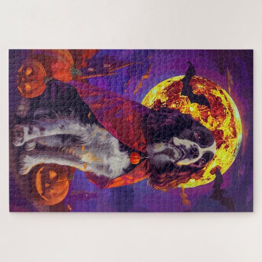 Halloween Springer Spaniel Vampire Pumpkins eng Legpuzzel (Horizontaal)