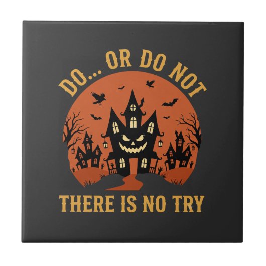 Halloween Spukhuis Doe of Doe Niet Tegeltje (Voorkant)