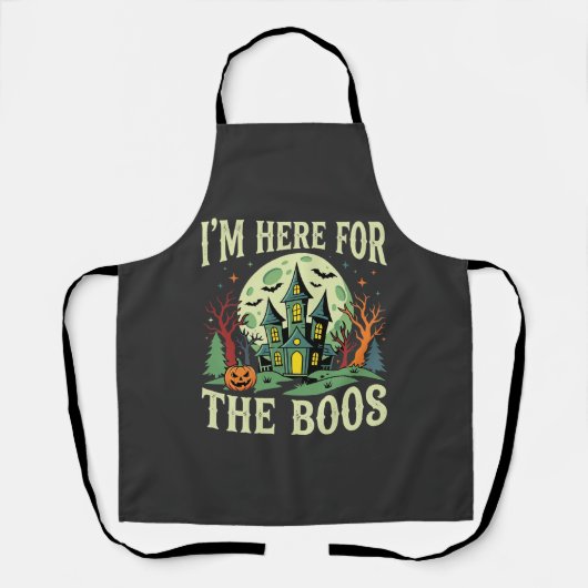 Halloween Spukhuis en Pompoen Boos Schort (Voorkant)