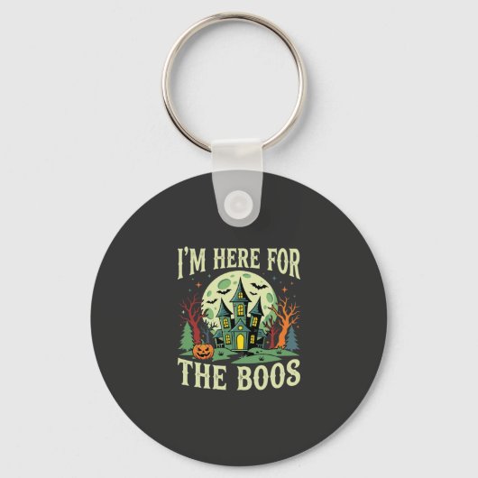 Halloween Spukhuis en Pompoen Boos Sleutelhanger (Voorkant)