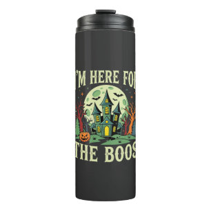 Halloween Spukhuis en Pompoen Boos Thermosbeker