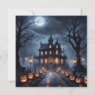 Halloween Spukhuis Feestdagenkaart