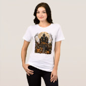 Halloween Spukhuis Huis Tri-Blend Shirt (Voorkant volledig)