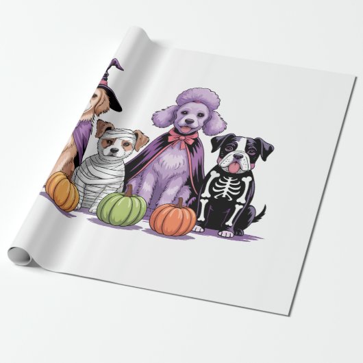 Halloween Squad Dog Cadeaupapier (Uitgerold)