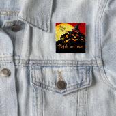 Halloween Square Button/Flying Witch and Pumpkins Vierkante Button 5,1 Cm (In situ)