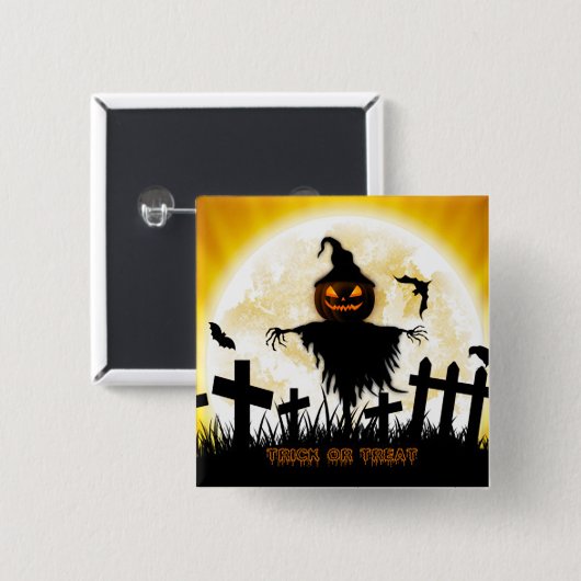 Halloween Square Button/Scarecrow Vierkante Button 5,1 Cm (Voorkant /achterkant)