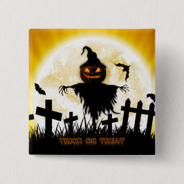 Halloween Square Button/Scarecrow Vierkante Button 5,1 Cm
