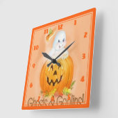 Halloween Square Clock Vierkante Klok (Hoek)