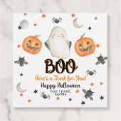 Halloween Square Treat Label Ghost Pumpkin Label (Voorkant)