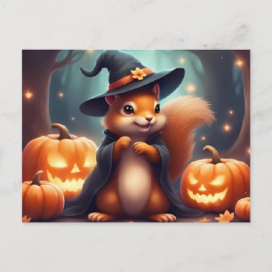 Halloween Squirrel en Jack O'Lantern Feestdagenkaart