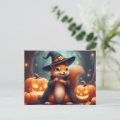 Halloween Squirrel en Jack O'Lantern Feestdagenkaart (Staand voorkant)
