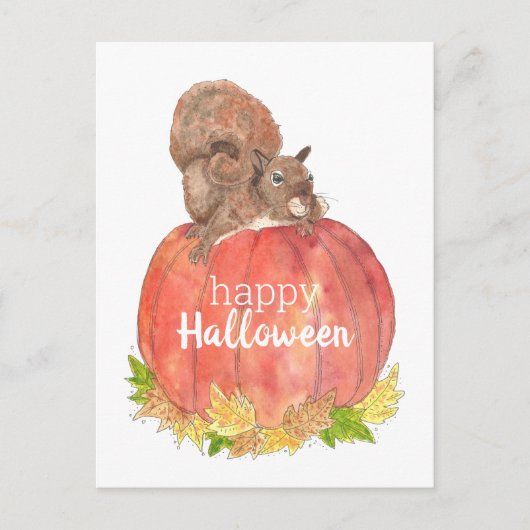 Halloween Squirrel op pompoenBriefkaart Briefkaart (Voorkant)