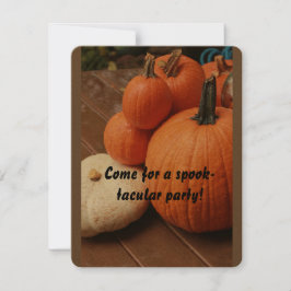 Halloween staat om de hoek, vier pompoenen kaart