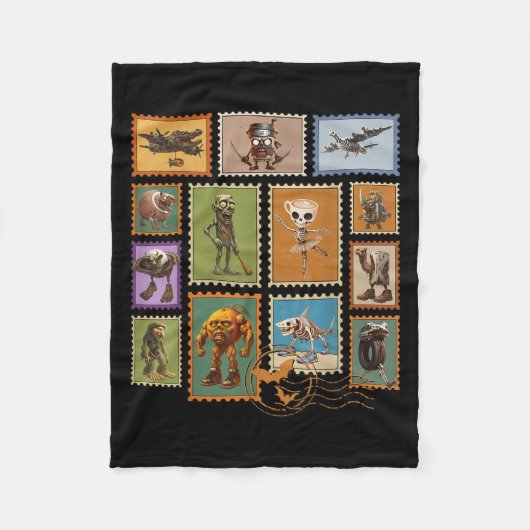 Halloween Stal Stamps Italian Brainrot Zombie  Fleece Deken (Voorkant)