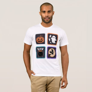 Halloween Stamp Borduurwerk Design – Pompoen, Ghos T-shirt