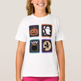 Halloween Stamp Borduurwerk Design – Pompoen, Ghos T-shirt