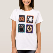 Halloween Stamp Borduurwerk Design – Pompoen, Ghos T-shirt (Voorkant)