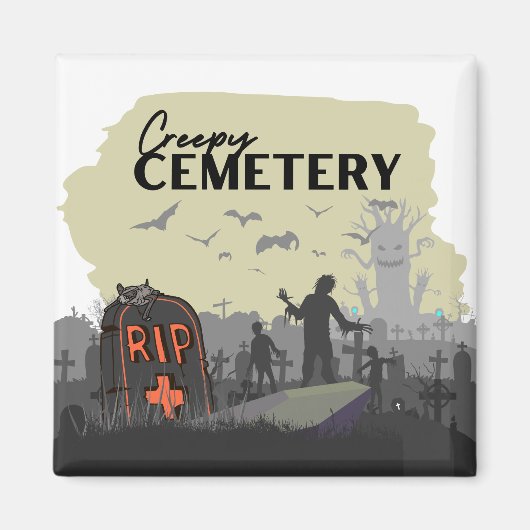 Halloween Stamp Collectie "Creepy Cemetery" Magneet (Voorkant)