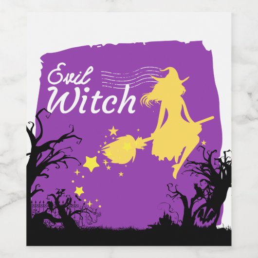 Halloween Stamp Collectie "Evil Witch" Wijn Etiket (Enkel label)