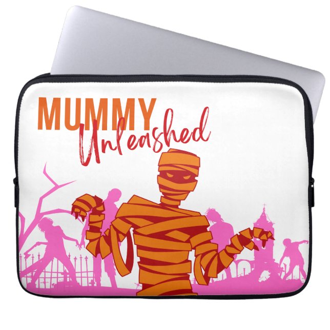 Halloween Stamp Collectie "Mummy Unleashed" Laptop Sleeve (Voorkant)