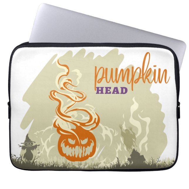 Halloween Stamp Collectie "Pumpkinhead" Laptop Sleeve (Voorkant)