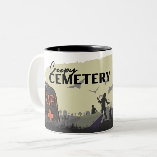 Halloween Stamp Collection "Creepy Cemetery" Tweekleurige Koffiemok (Voorkant links)