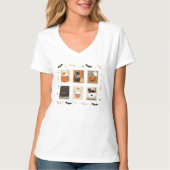 Halloween Stamp Panel T-Shirt – Schattigee Pinguïn (Voorkant)